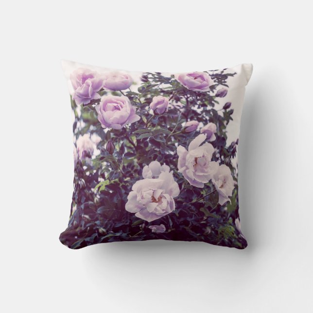Rose shrub photography throw pillow (Front)