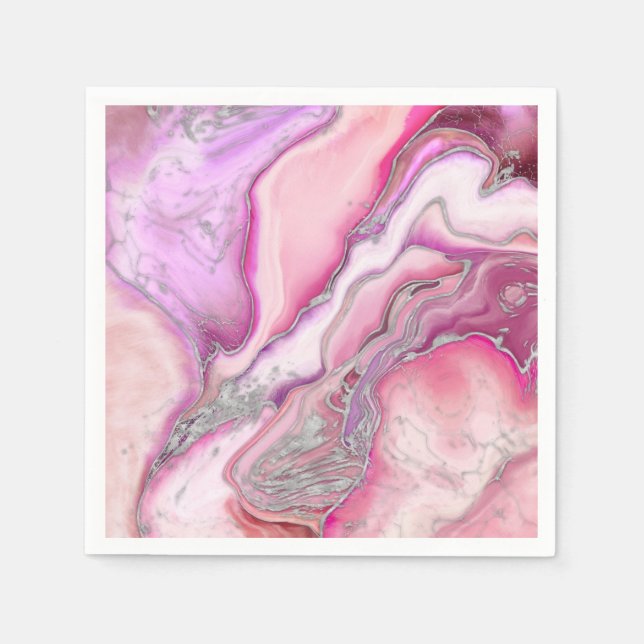 Rose Silver liquid Marble Napkin (Front)