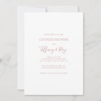 Rose simple élégant Couples or Douche Invitation