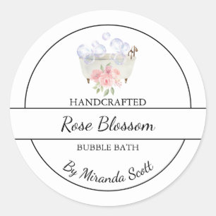 Rose simple fait maison Étiquette de bain de bulle