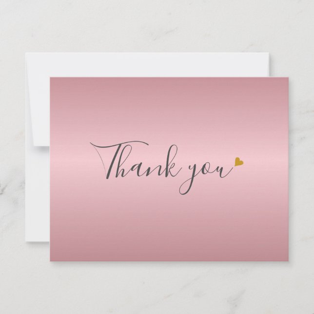 Rose simple Gold Script Business Carte de remercie (Devant)