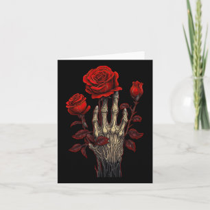 Rose Skeleton Skull Hand Red Flower Rose 1 Card
