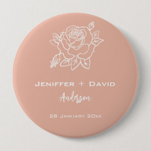 Rose Sketch Personalized Wedding 4 Inch Round Button