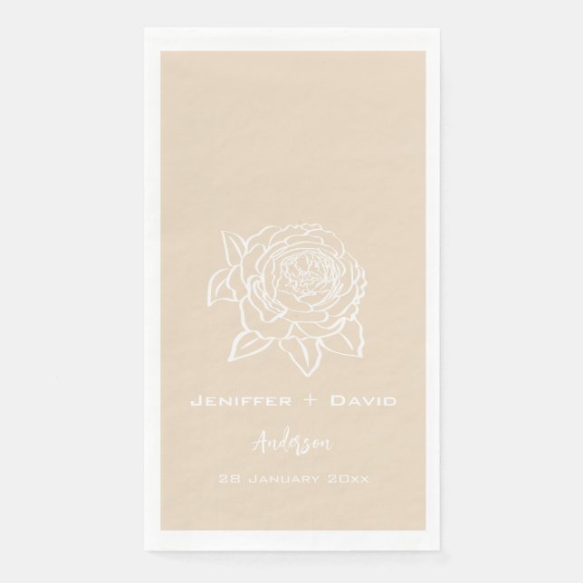 Rose Sketch Personalized Wedding/ Bridal Shower  Napkin (Front)