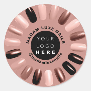 Rose Skinny Nails Stylist Boutique VIP Custom Logo Classic Round Sticker