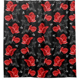 Rose Skulls Gothic Red Pattern