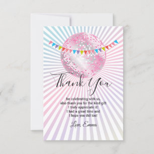 rose, soirée disco, carte de remerciements