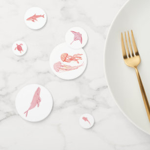 Rose Sous La Mer Animaux Confetti