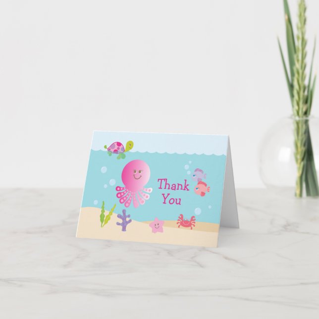 Rose sous le carte de remerciements de baby shower (Devant)