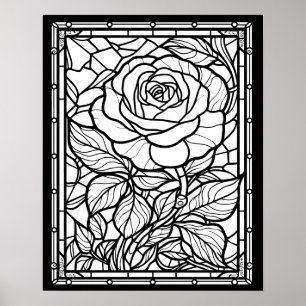 Rose Stained Glass Window Colouring Poster