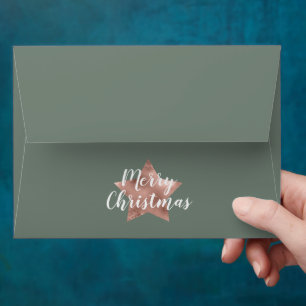 Rose Star Sage Green Merry Christmas Envelope