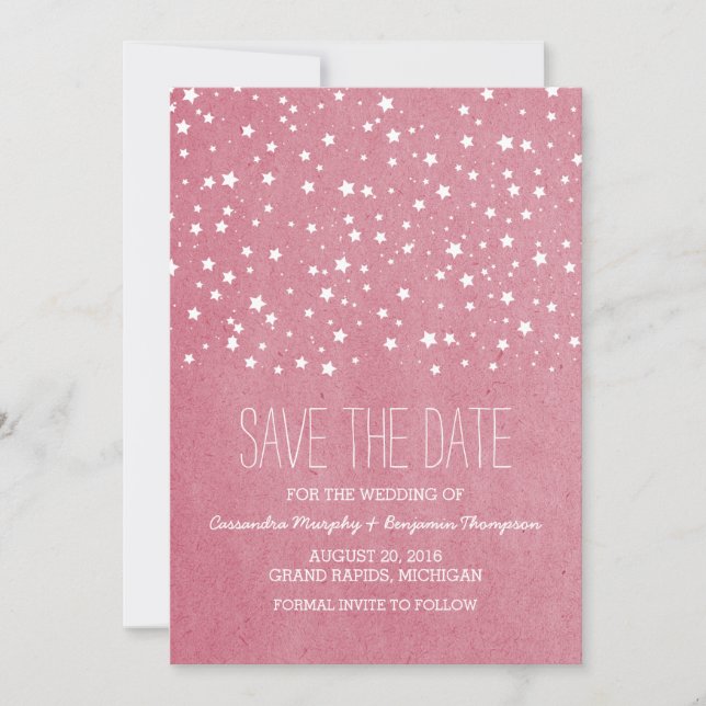 Rose Starry Night Enregistrer la date Invitation (Devant)