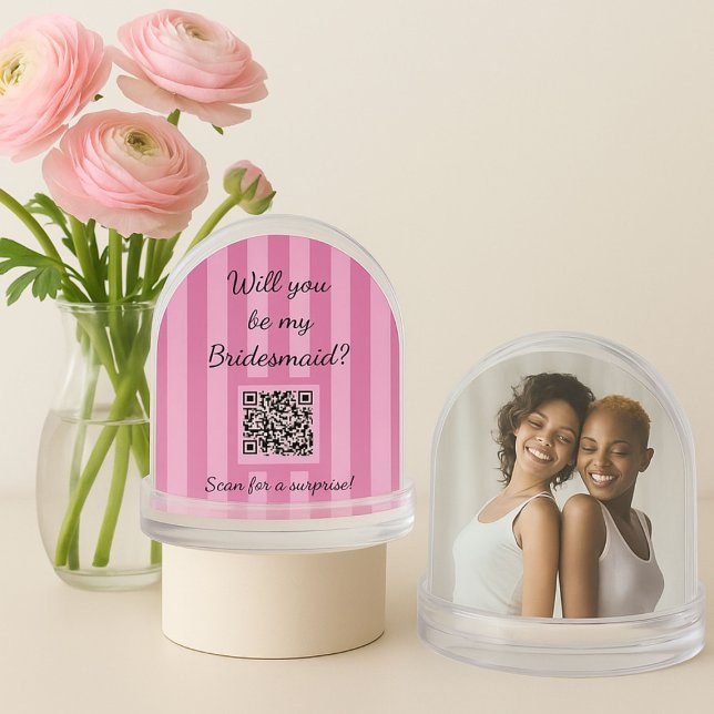 Rose Stripe Bridesmaid Proposition Photo Confetti (Bridesmaids Proposal Confetti Globe)