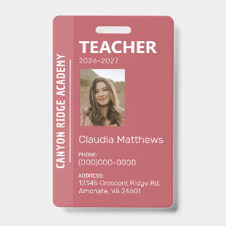Rose Stripe Homeschool Educator ID Badge