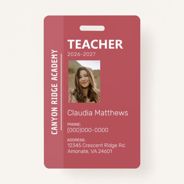 Rose Stripe Homeschool Educator ID Badge (Devant)