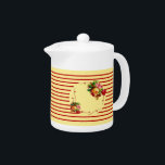 Rose Stripe Teapot<br><div class="desc">Featuring Roses and Stripes, this Rose Stripe Teapot is perfect for a Shabby Chic style kitchen or dinette. Look for the matching pitcher and other kitchen products.</div>