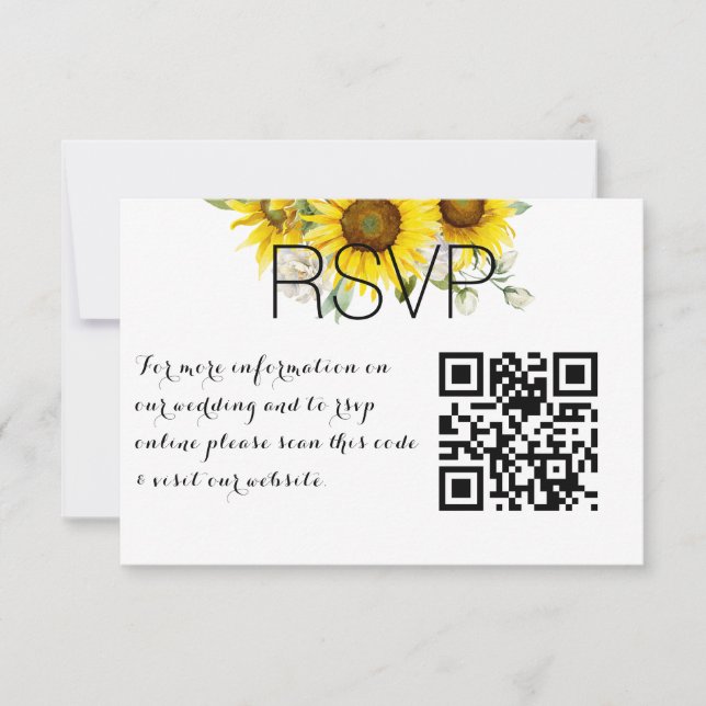 Rose sunflower QR photo wedding Response Card (Front)