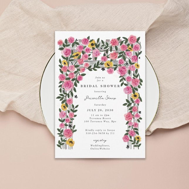 Rose Sunflower Trellis Spring Garden Bridal Shower Invitation (Creator Uploaded)
