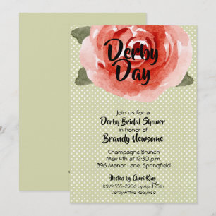 Rose sur Lime Derby Invitations de douche nuptiale