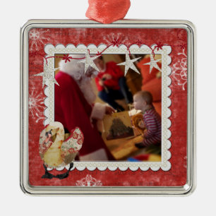 Rose Swan Red Snowflake Photo Ornament