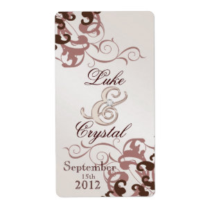 Rose Swirl Champagne Jewelled Wine Label