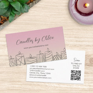 Rose & Tan Scribbled Candles Candle Maker QR Code Business Card