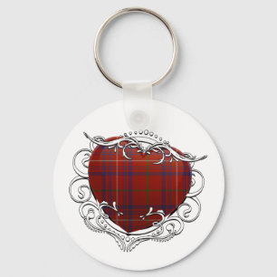 Rose Tartan Heart Keychain
