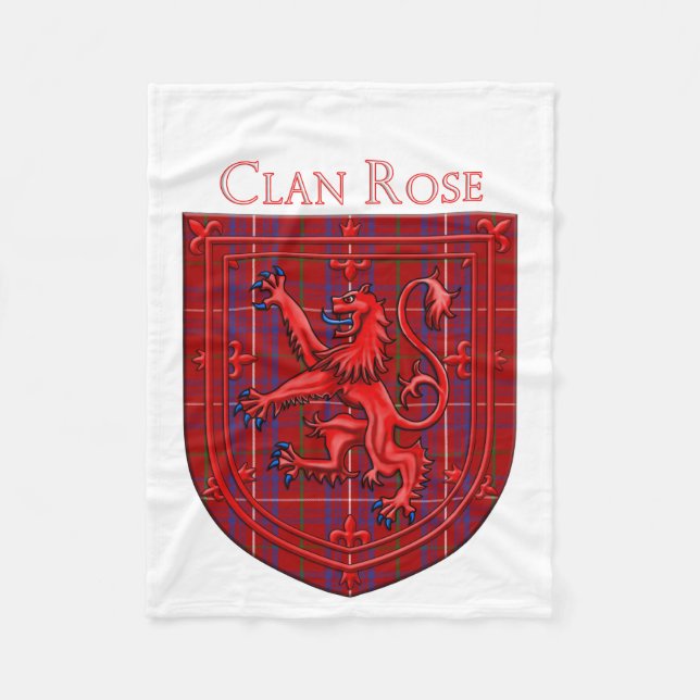 Rose Tartan Scottish Plaid Lion Rampant Fleece Blanket (Front)