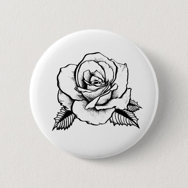 rose tattoo 2 inch round button (Front)