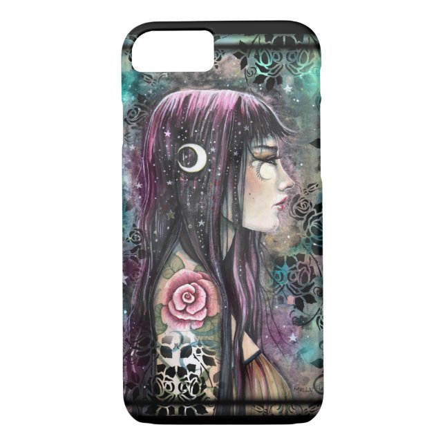 Rose Tattoo Gothic Bohemian Girl Fantasy Art Case-Mate iPhone Case (Back)