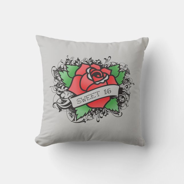 rose tattoo sweet 16 pillow (Front)