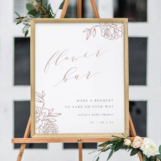 Rose Taupe Calligraphy Flower Bar Sign (Creator Uploaded)
