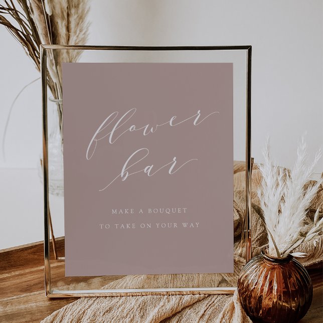 Rose Taupe Calligraphy Flower Bar Sign (Creator Uploaded)