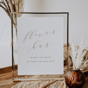 Rose Taupe Calligraphy Flower Bar Sign