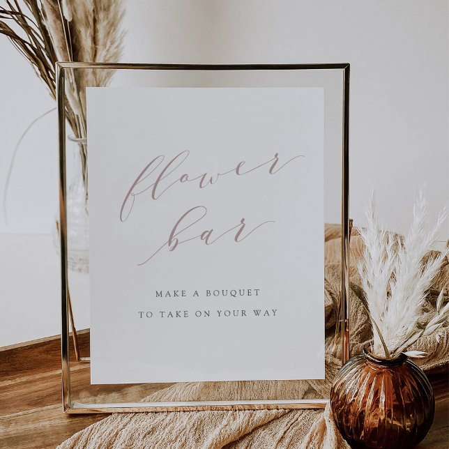 Rose Taupe Calligraphy Flower Bar Sign (Creator Uploaded)