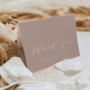 Rose Taupe Calligraphy Personalized Thank You Card