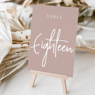 Rose Taupe Hand Scripted Table EIGHTEEN Number