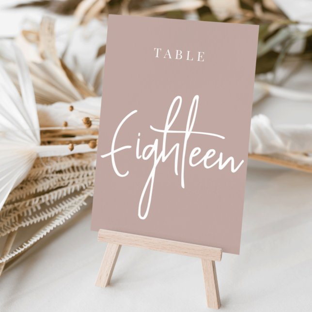Rose Taupe Hand Scripted Table EIGHTEEN Table Number (Creator Uploaded)