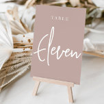 Rose Taupe Hand Scripted Table ELEVEN Table Number<br><div class="desc">Simple and chic table number cards in earth tone rose taupe and white make an elegant statement at your wedding or event. Design features "table [number]" in an eyecatching mix of classic serif and handwritten script lettering. Design repeats on both sides. Individually numbered cards sold separately; order each table number...</div>