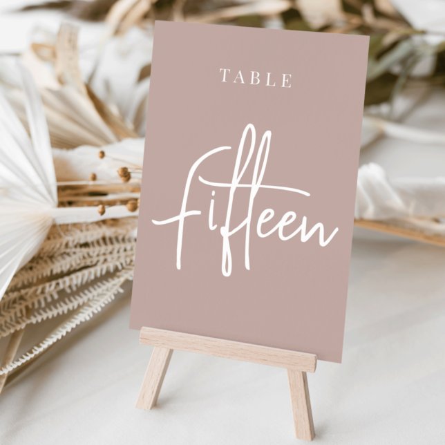 Rose Taupe Hand Scripted Table FIFTEEN Number (Creator Uploaded)