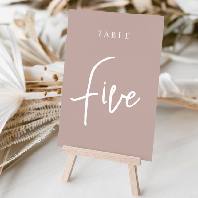 Rose Taupe Hand Scripted Table FIVE Number (Creator Uploaded)