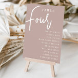Rose Taupe Hand Scripted Table FOUR   Guest Names Table Number<br><div class="desc">Simple and chic table number cards in earth tone rose taupe and white make an elegant statement at your wedding or event. Design features "table [number]" in an eyecatching mix of classic serif and handwritten script lettering, with individual guest names beneath. Design repeats on both sides. Individually numbered cards sold...</div>