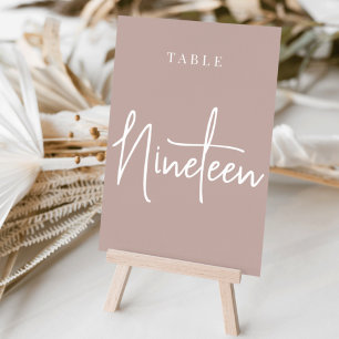 Rose Taupe Hand Scripted Table NINETEEN Number