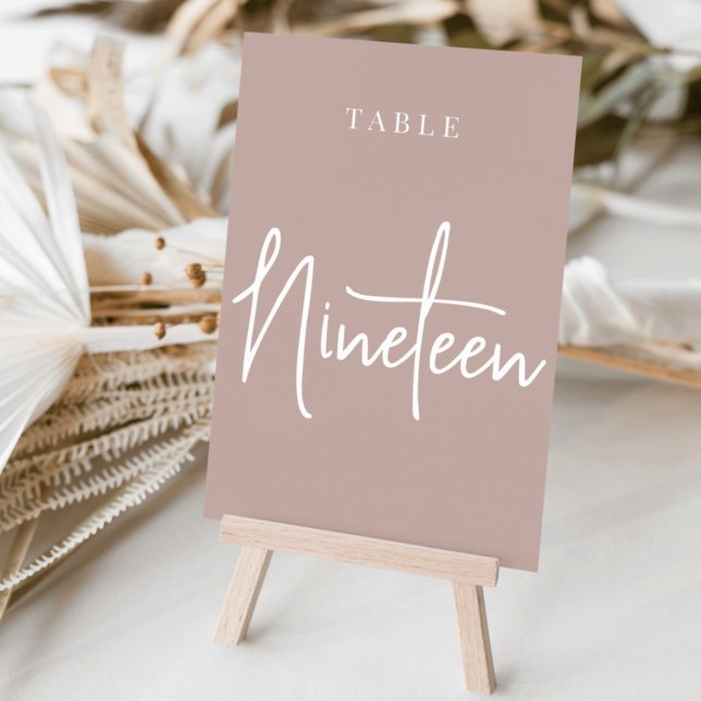 Rose Taupe Hand Scripted Table NINETEEN Number (Creator Uploaded)