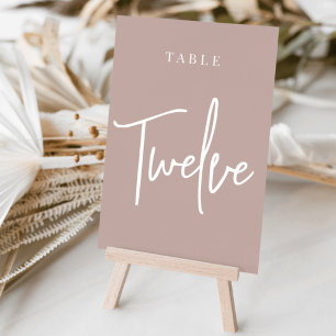 Rose Taupe Hand Scripted Table TWELVE Number