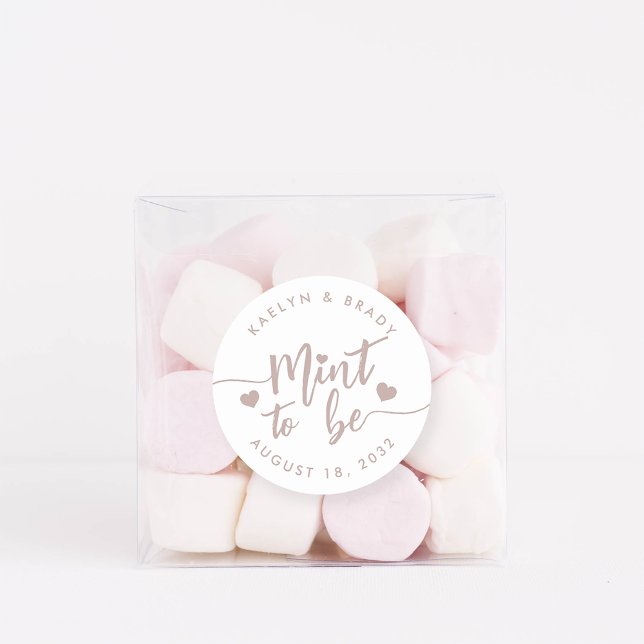 Rose Taupe | Mint to Be Personalized Wedding Favou Classic Round Sticker (Creator Uploaded)