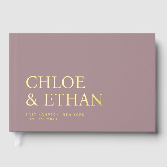Rose Taupe Modern Wedding Foil Guest Book (Front)