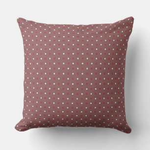 Rose Taupe, RED Rose and white dots Throw Pillow