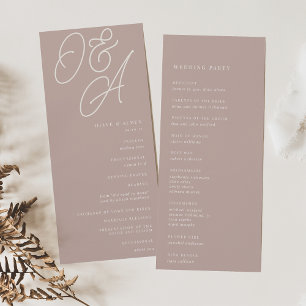 Rose Taupe   Script Watermark Monogram Wedding Program