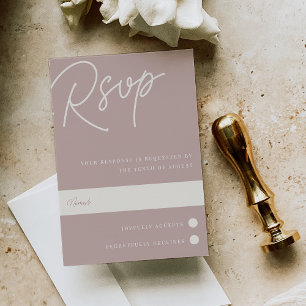Rose Taupe Script Watermark Traditional RSVP Card